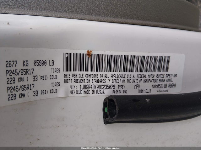 2008 Jeep Grand Cherokee Laredo მანქანა იყიდება აუქციონზე, vin: 1J8GR48K08C235079, აუქციონის ნომერი: 45991595