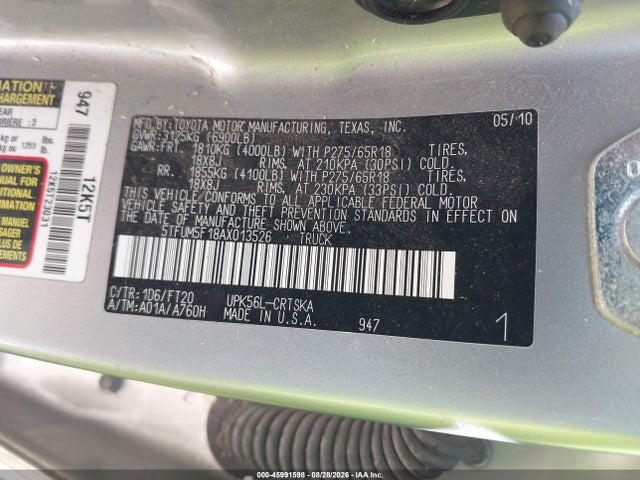 Aukcja sprzedaży 2010 Toyota Tundra Grade 4.6l V8, vin: 5TFUM5F18AX013526, numer aukcji: 45991598