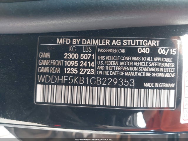 Aukcja sprzedaży 2016 Mercedes-benz E 350, vin: WDDHF5KB1GB229353, numer aukcji: 45991709