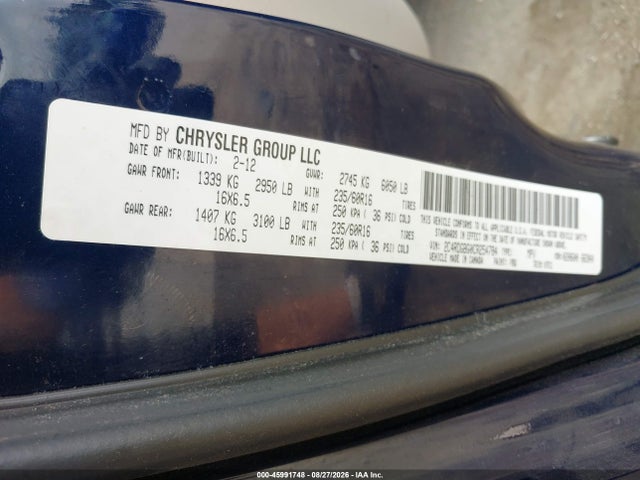 Продаж на аукціоні авто 2012 Dodge Grand Caravan Se/avp, vin: 2C4RDGBG0CR254784, номер лоту: 45991748