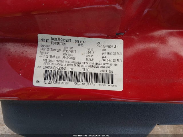Aukcja sprzedaży 2006 Dodge Dakota Slt, vin: 1D7HE48J36S503145, numer aukcji: 45991749