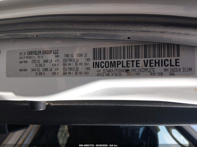 RAM 4500 Chassis Tradesman/slt 2015 3C7WRKAJ7FG544909 Image 9
