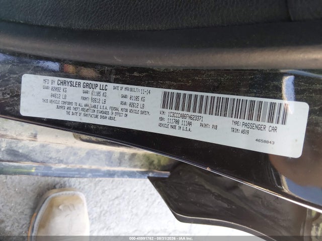 Продажа на аукционе авто 2015 Chrysler 200 Limited, vin: 1C3CCCAB6FN623371, номер лота: 45991762