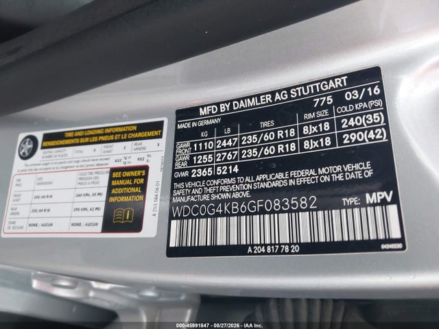 Продаж на аукціоні авто 2016 Mercedes-benz Glc 300 4matic, vin: WDC0G4KB6GF083582, номер лоту: 45991847