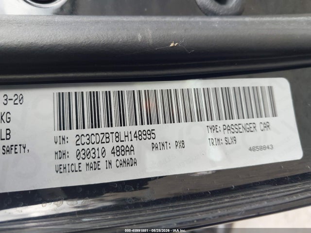 45991881 :رقم المزاد ، 2C3CDZBT8LH148995 vin ، 2020 Dodge Challenger R/t مزاد بيع