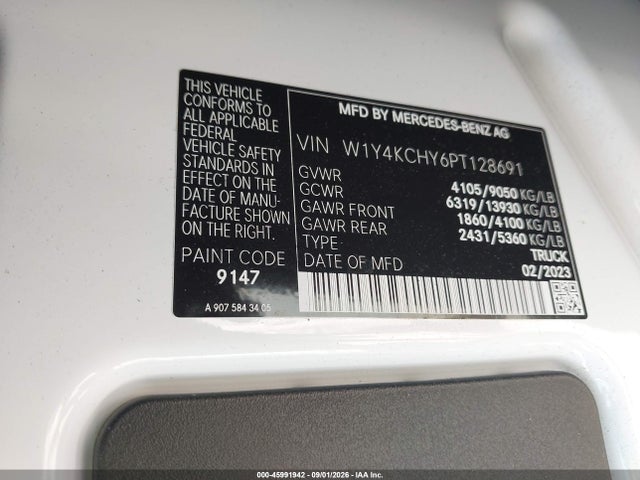 Продажа на аукционе авто 2023 Mercedes-benz Sprinter 2500 High Roof 4-cyl Diesel, vin: W1Y4KCHY6PT128691, номер лота: 45991942