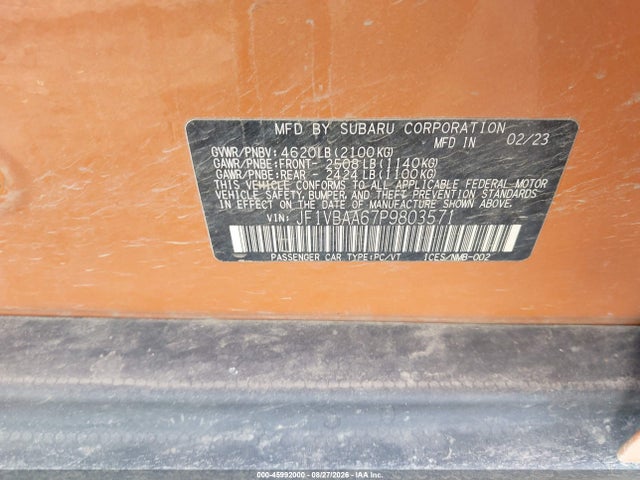 Subaru WRX 2023 JF1VBAA67P9803571 Image 9