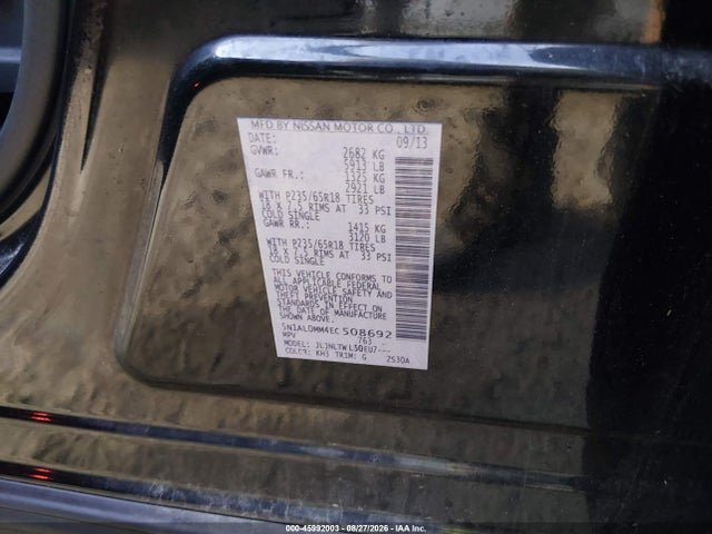 2014 Infiniti Qx60 მანქანა იყიდება აუქციონზე, vin: 5N1AL0MM4EC508692, აუქციონის ნომერი: 45992003
