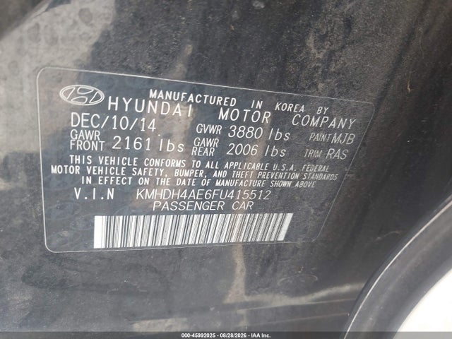 Hyundai ELANTRA SE 2015 KMHDH4AE6FU415512 Image 9