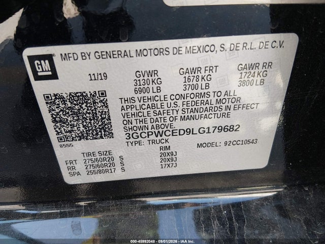 Aukcja sprzedaży 2020 Chevrolet Silverado 1500 2wd  Short Bed Lt, vin: 3GCPWCED9LG179682, numer aukcji: 45992048