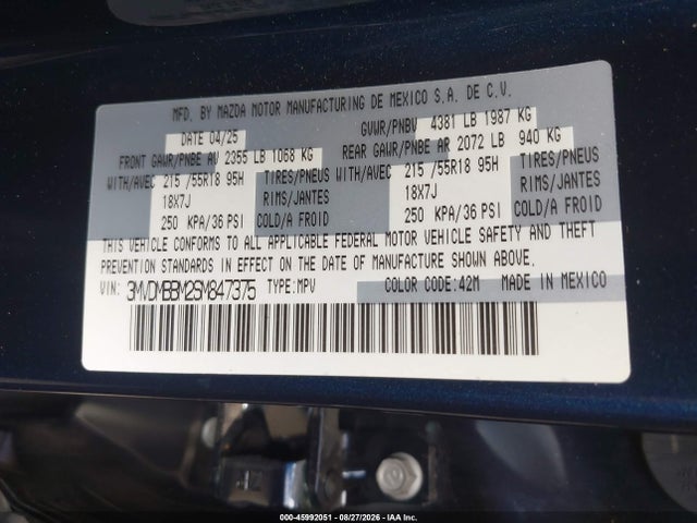 Aukcja sprzedaży 2025 Mazda Cx-30 2.5 S Select Sport, vin: 3MVDMBBM2SM847375, numer aukcji: 45992051