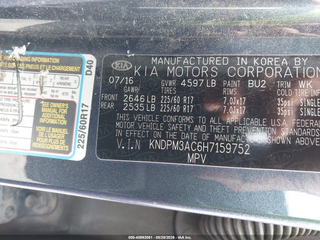 KNDPM3AC6H7159752 KIA Sportage Lx