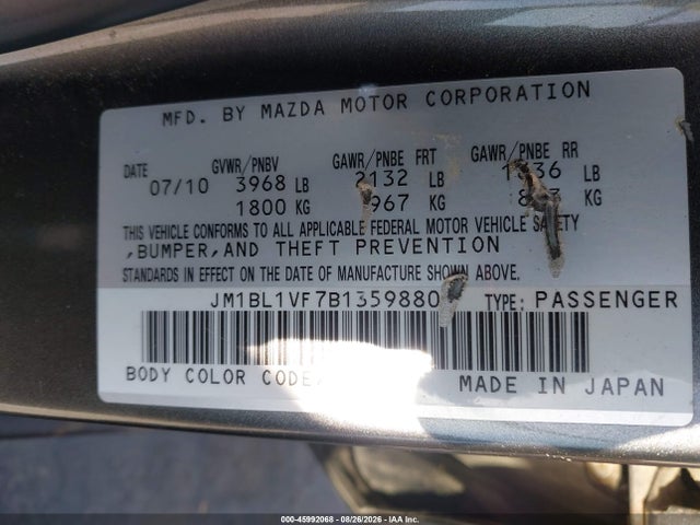 Aukcja sprzedaży 2011 Mazda Mazda3 I Touring, vin: JM1BL1VF7B1359880, numer aukcji: 45992068