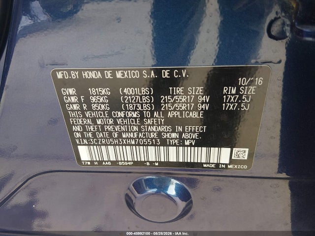 Honda HR-V LX 2017 3CZRU5H3XHM705513 Image 9
