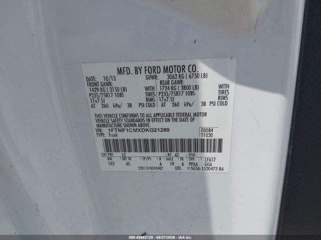 45992129 :رقم المزاد ، 1FTMF1CMXDKG21289 vin ، 2013 Ford F-150 Xl مزاد بيع
