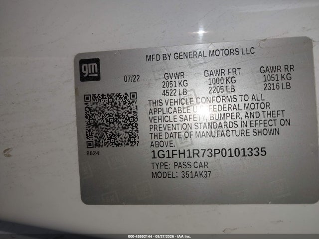 Продажа на аукционе авто 2023 Chevrolet Camaro, vin: 1G1FH1R73P0101335, номер лота: 45992144