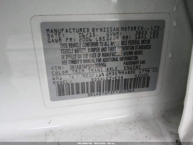 Продаж на аукціоні авто 2015 Nissan Sentra S, vin: 3N1AB7AP5FY302064, номер лоту: 45992160