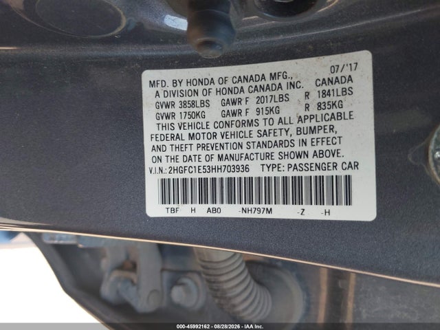 Aukcja sprzedaży 2017 Honda Civic Si, vin: 2HGFC1E53HH703936, numer aukcji: 45992162