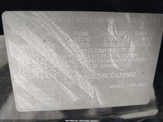 Aukcja sprzedaży 2020 Chevrolet Silverado 1500 4wd  Short Bed Lt, vin: 3GCUYDEDXLG422502, numer aukcji: 45992184