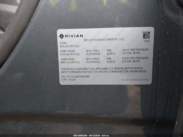 Rivian R1t Dual Motor Max Pack/performance Dual Motor Max Pack 2026 7FCTGCAA2TN045489 Image 9