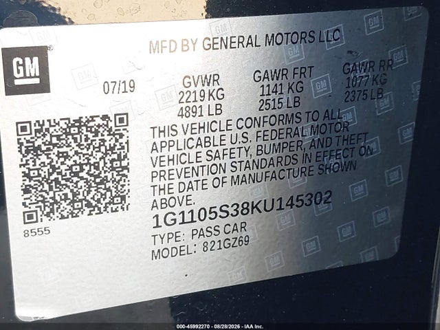 Chevrolet Impala Premier 2019 1G1105S38KU145302 Image 9