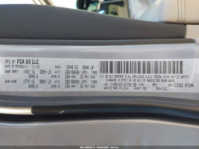 Продаж на аукціоні авто 2017 Dodge Durango Gt Rwd, vin: 1C4RDHDG1HC724128, номер лоту: 45992275