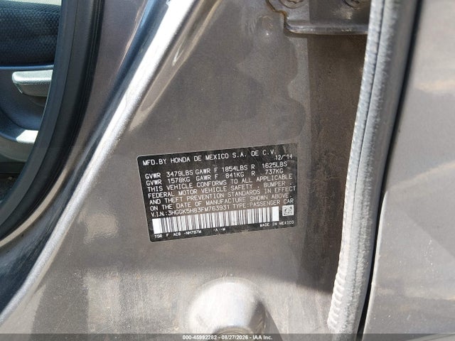 Продаж на аукціоні авто 2015 Honda Fit Ex/ex-l, vin: 3HGGK5H83FM763931, номер лоту: 45992282