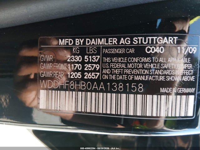 Auction sale of the 2010 Mercedes-benz E 350 4matic, vin: WDDHF8HB0AA138158, lot number: 45992294
