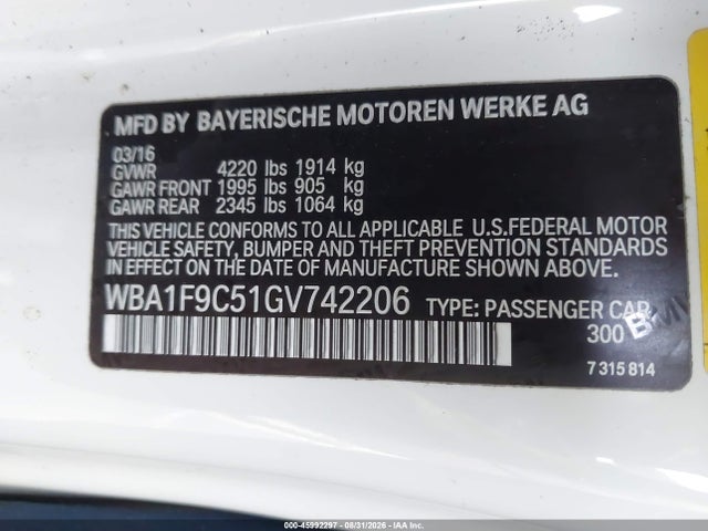 BMW 228I 2016 WBA1F9C51GV742206 Image 9