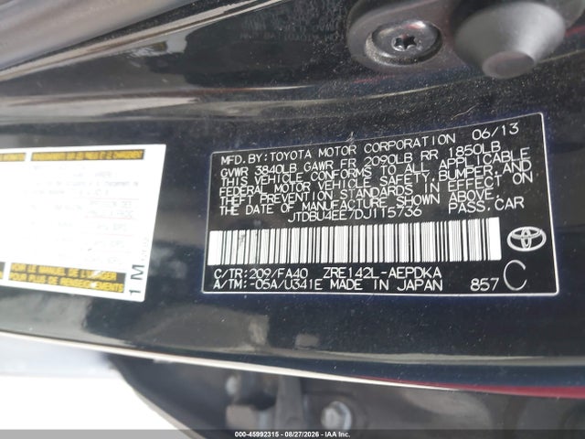 Продажа на аукционе авто 2013 Toyota Corolla L, vin: JTDBU4EE7DJ115736, номер лота: 45992315