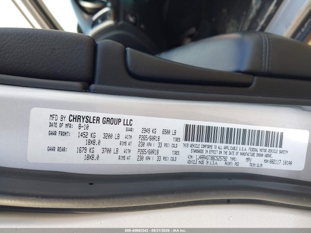 45992342 :رقم المزاد ، 1J4RR4GT8BC525792 vin ، 2011 Jeep Grand Cherokee Laredo مزاد بيع