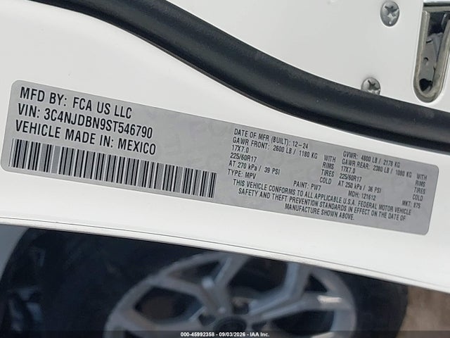 Aukcja sprzedaży 2025 Jeep Compass Latitude 4x4, vin: 3C4NJDBN9ST546790, numer aukcji: 45992358