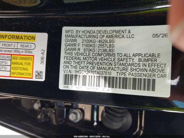 Продаж на аукціоні авто 2026 Honda Accord Hybrid Sport-l, vin: 1HGCY2F70TA037510, номер лоту: 45992396