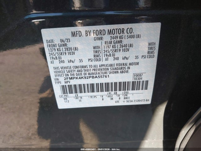 Aukcja sprzedaży 2023 Ford Edge Titanium, vin: 2FMPK4K92PBA55761, numer aukcji: 45992401