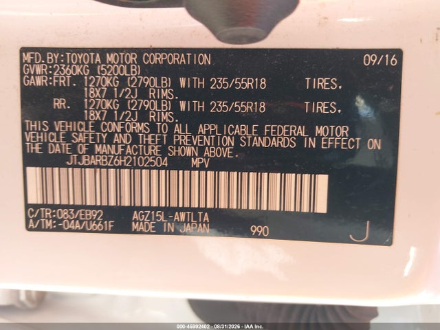 Aukcja sprzedaży 2017 Lexus Nx 200t F Sport, vin: JTJBARBZ6H2102504, numer aukcji: 45992402