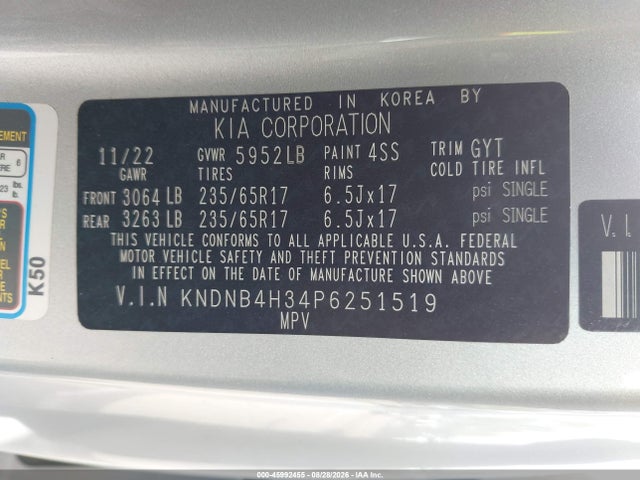 Продаж на аукціоні авто 2023 Kia Carnival Mpv Lx Seat Package, vin: KNDNB4H34P6251519, номер лоту: 45992455