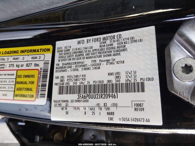 Продаж на аукціоні авто 2018 Ford Fusion Hybrid S, vin: 3FA6P0UU2JR209461, номер лоту: 45992489