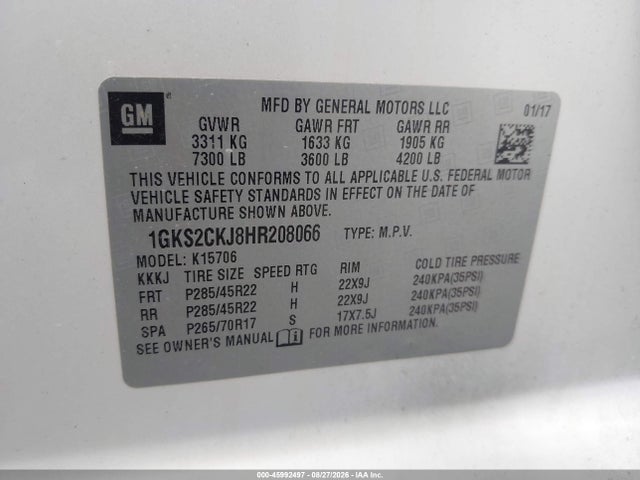 GMC YUKON DENALI 2017 1GKS2CKJ8HR208066 Image 9