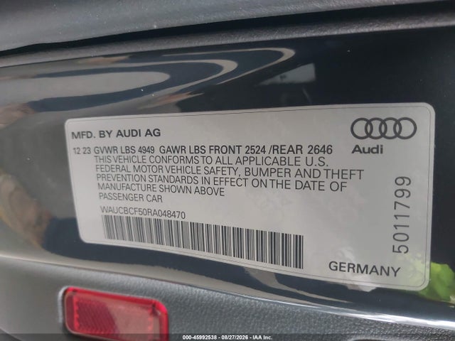 WAUCBCF50RA048470 Audi A5 Sportback Premium Plus 40 Tfsi Quattro S Tronic