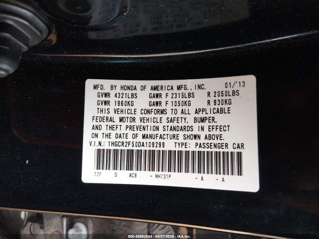 Продажа на аукционе авто 2013 Honda Accord Sport, vin: 1HGCR2F50DA109299, номер лота: 45992544