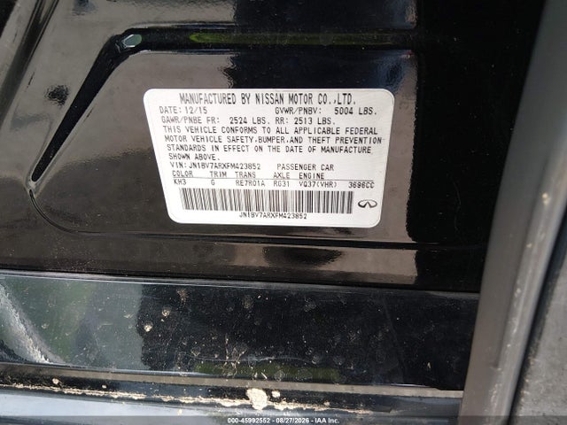45992552 :رقم المزاد ، JN1BV7ARXFM423852 vin ، 2015 Infiniti Q50 مزاد بيع