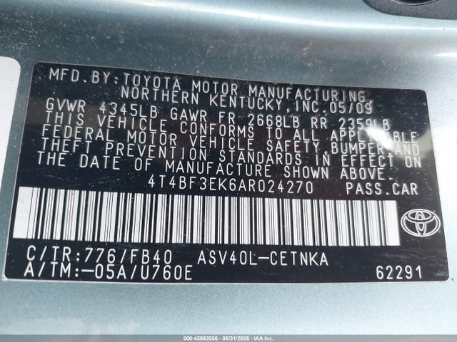 Продаж на аукціоні авто 2010 Toyota Camry Le, vin: 4T4BF3EK6AR024270, номер лоту: 45992556