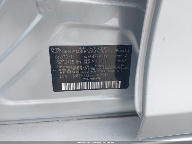 Продажа на аукционе авто 2012 Hyundai Sonata Gls, vin: 5NPEB4AC8CH416143, номер лота: 45992562