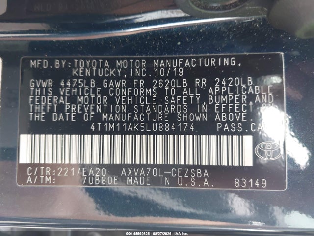4T1M11AK5LU884174 Toyota CAMRY SE