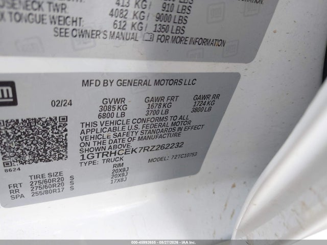 1GTRHCEK7RZ262232 GMC Sierra 1500 2wd Standard Box Elevation