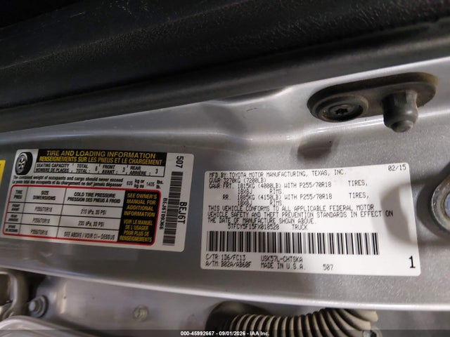 Продаж на аукціоні авто 2015 Toyota Tundra Sr5 5.7l V8, vin: 5TFCY5F15FX018528, номер лоту: 45992667