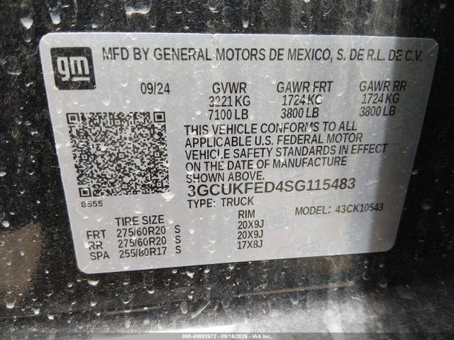 Продажа на аукционе авто 2025 Chevrolet Silverado 1500 4wd  Short Bed Lt Trail Boss, vin: 3GCUKFED4SG115483, номер лота: 45992672