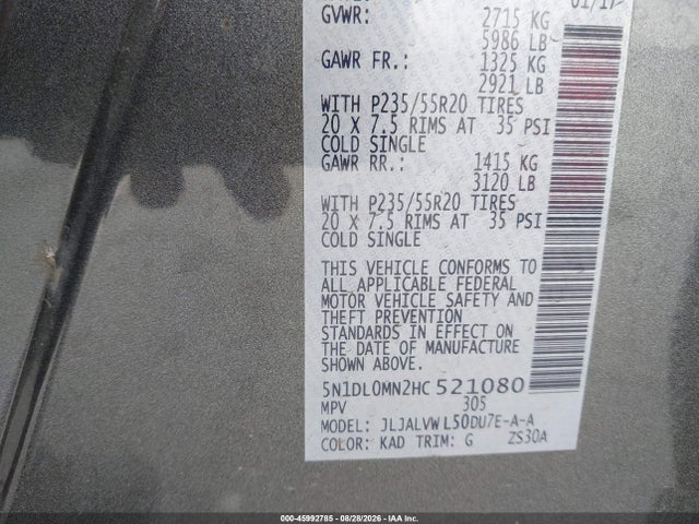 Infiniti QX60 2017 5N1DL0MN2HC521080 Image 9