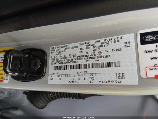 Продаж на аукціоні авто 2024 Ford F-150 Lariat, vin: 1FTFW5LD0RFC10063, номер лоту: 45992789