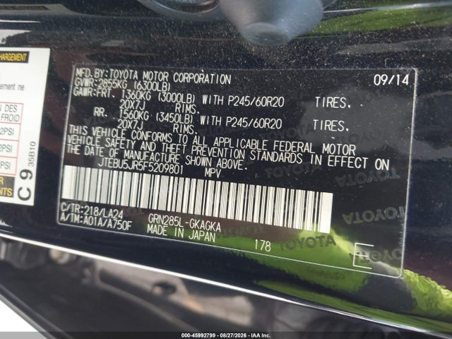 Toyota 4runner Limited 2015 JTEBU5JR5F5209801 Image 9